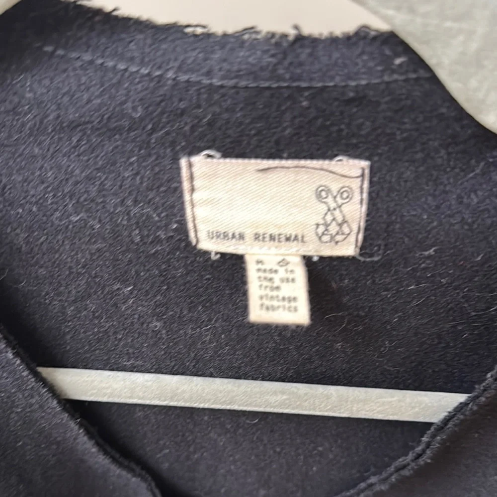 Urban Renewal Vintage Fabric Black Trench Coat Longline Style - Picture 2 of 14